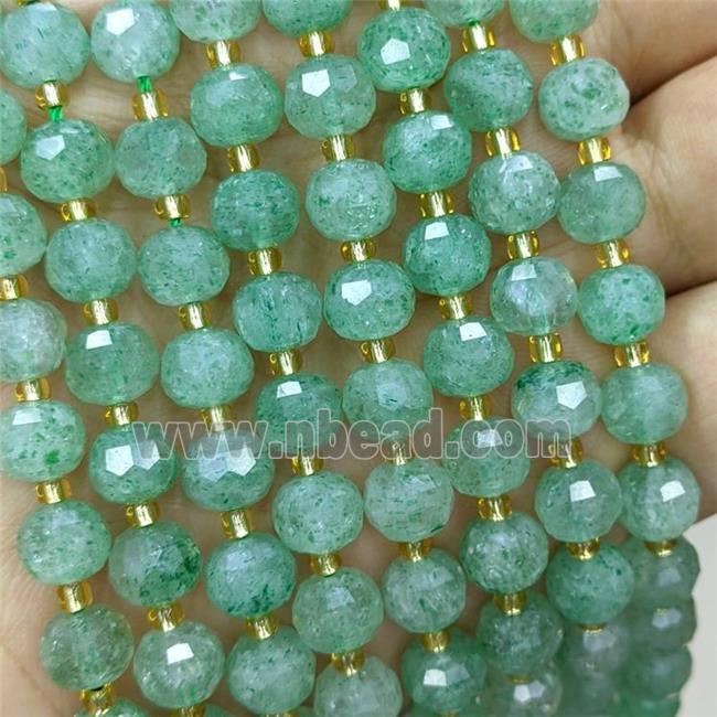 Natural Green Strawberry Quartz Beads Faceted Rondelle