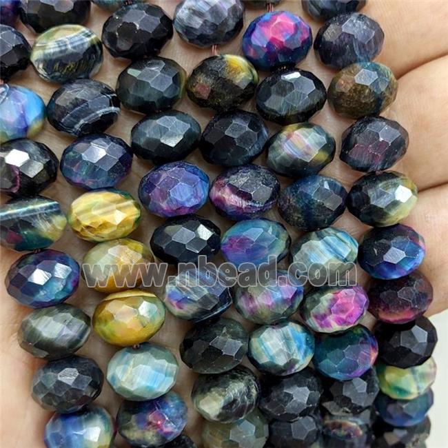 Natural Tiger Eye Stone Beads Faceted Rondelle Multicolor Dye