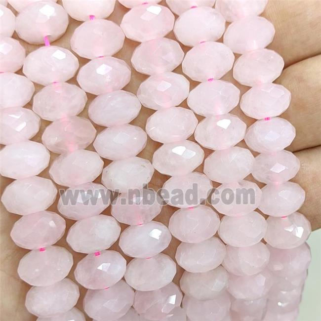 Natural Pink Rose Quartz Beads Faceted Rondelle