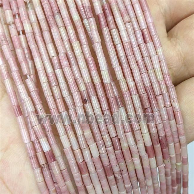 Natural Pink Wood Lace Jasper Tube Beads