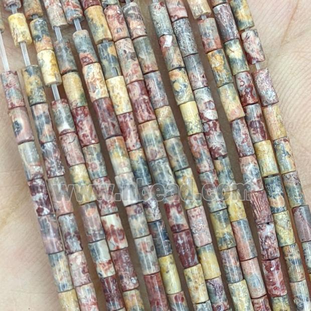 Natural Leopardskin Jasper Tube Beads Multicolor