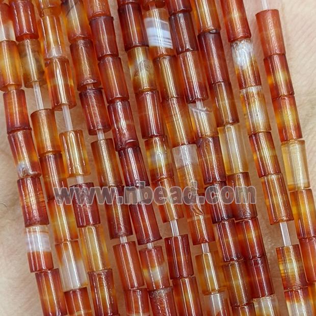 Natural Red Agate Tube Beads