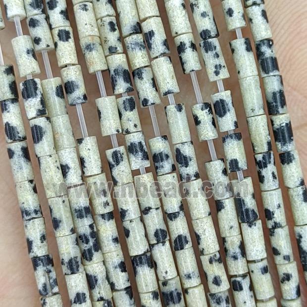 Natural Black Dalmatian Jasper Tube Beads