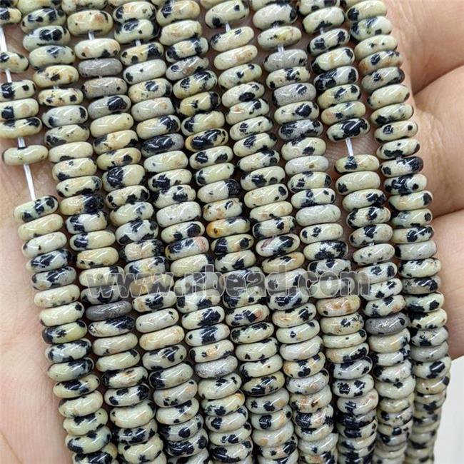 Natural Black Dalmatian Jasper Heishi Beads