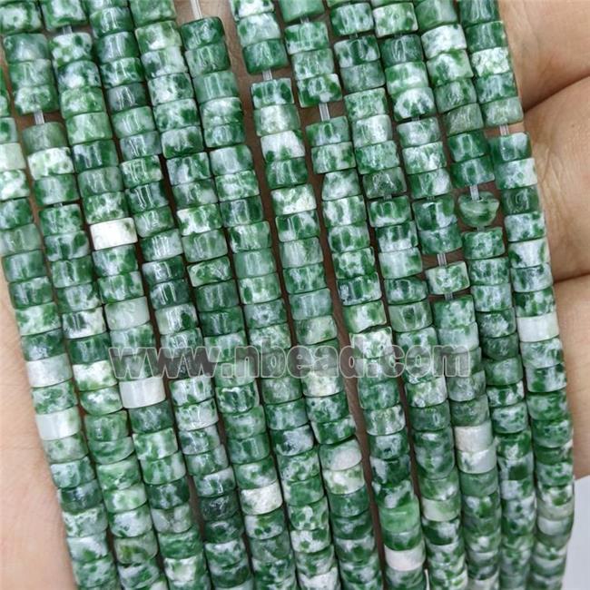 Natural Green Dalmatian Jasper Heishi Beads