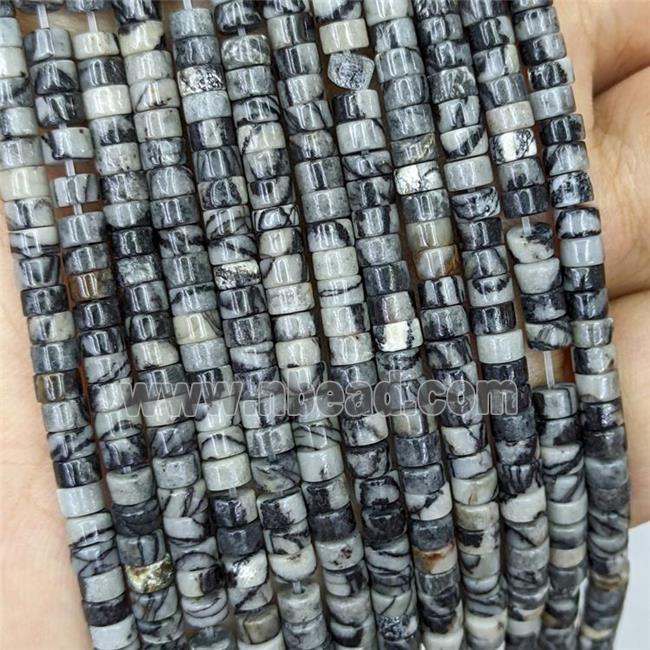 Natural Black Silk Jasper Heishi Beads