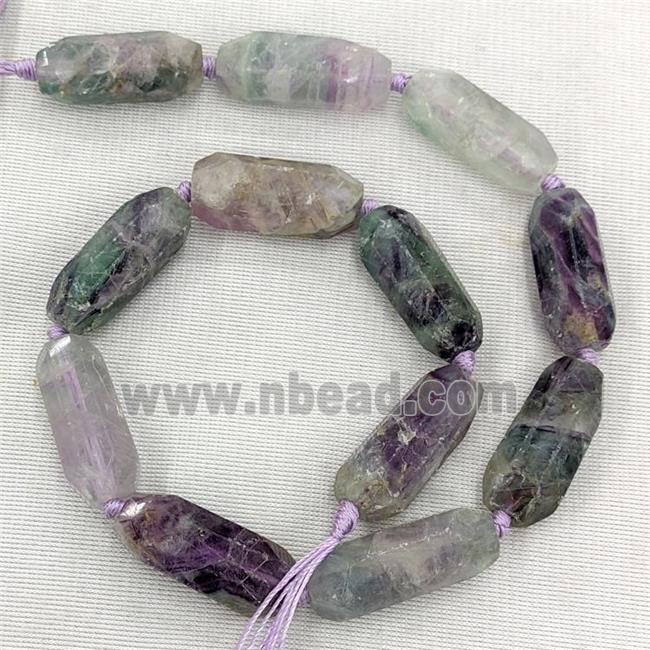 Natural Fluorite Prism Beads Multicolor