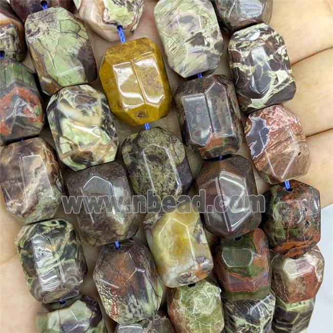 Natural Ocean Jasper Column Beads Faceted