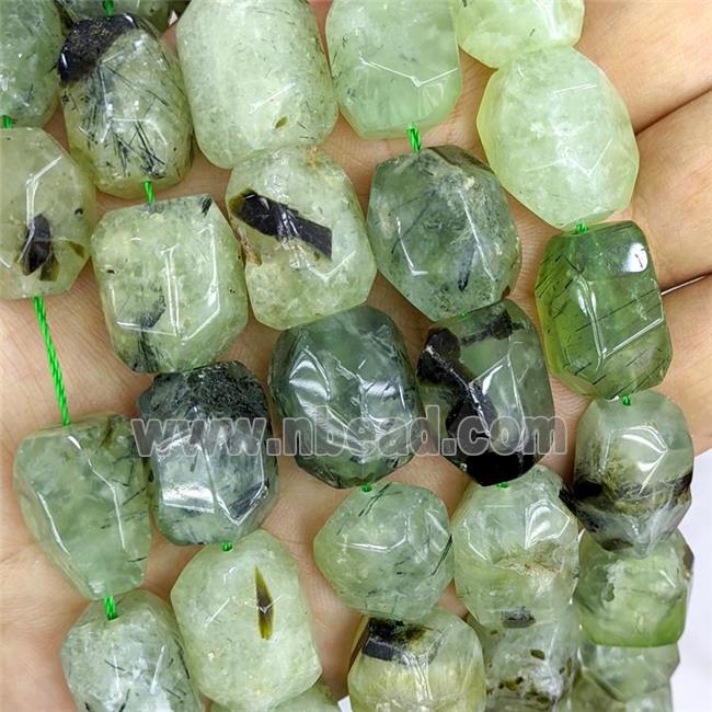 Natural Green Prehnite Nugget Beads Freeform Faceted