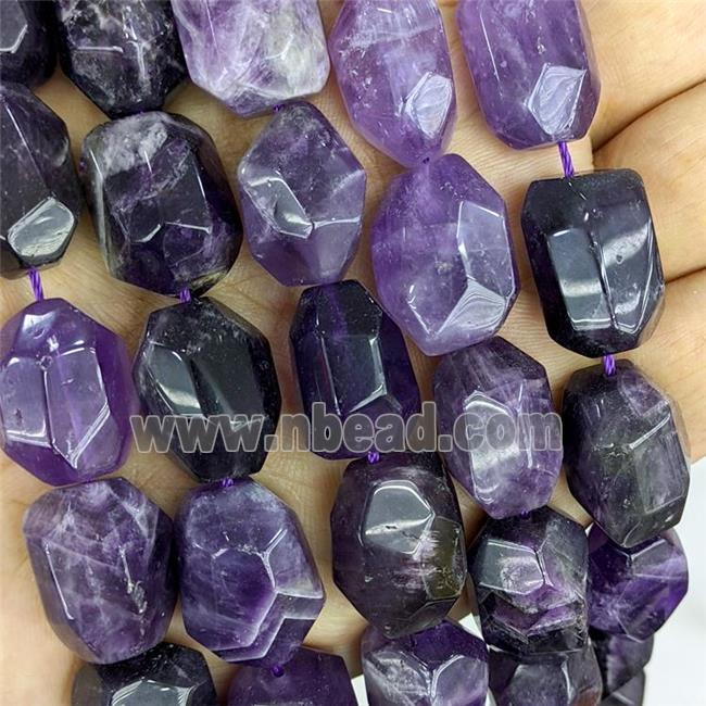 Natural Purple Amethyst Nugget Beads Freeform Faceted