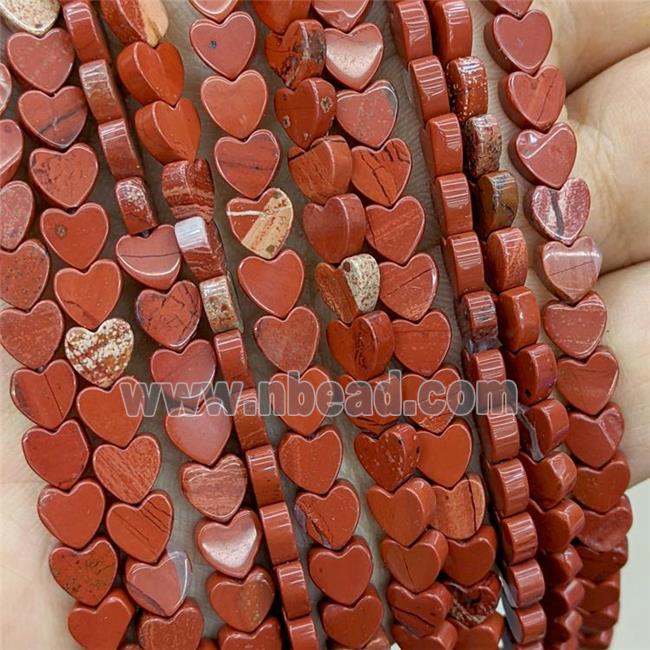 Natural Red Jasper Heart Beads