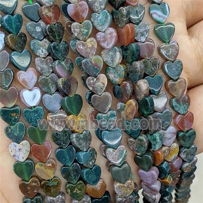 Natural Indian Agate Heart Beads Multicolor