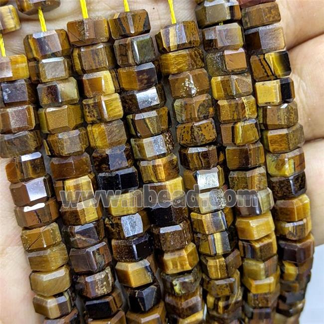 Natural Tiger Eye Stone Hexagon Spacer Beads