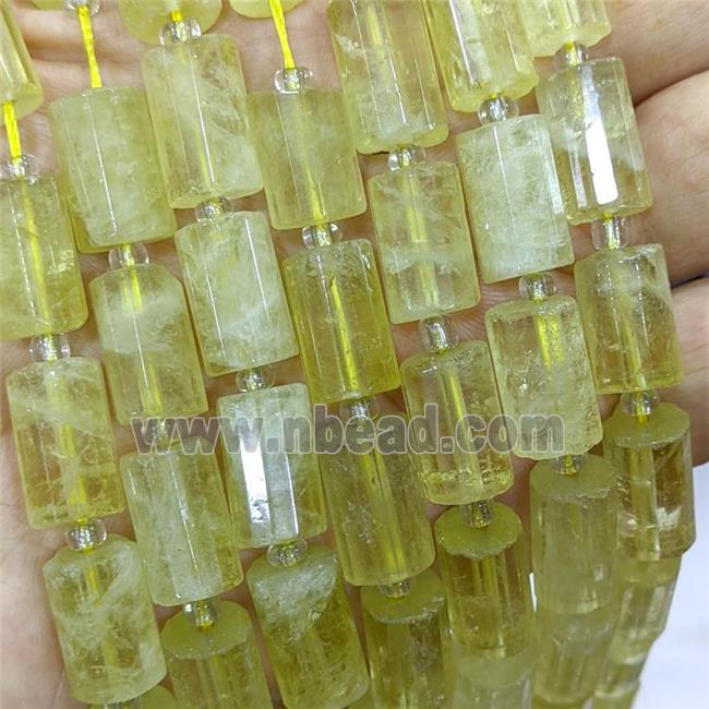 Natural Lemon Quartz Tube Beads Column