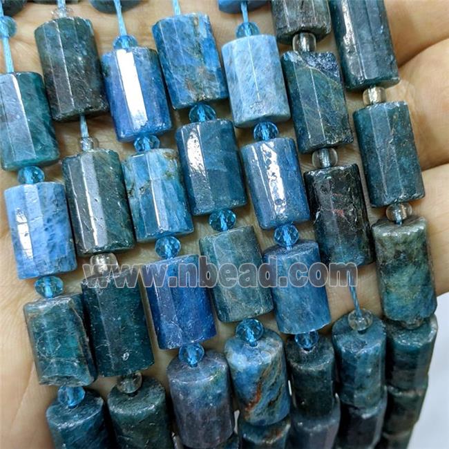 Natural Apatite Tube Beads Blue