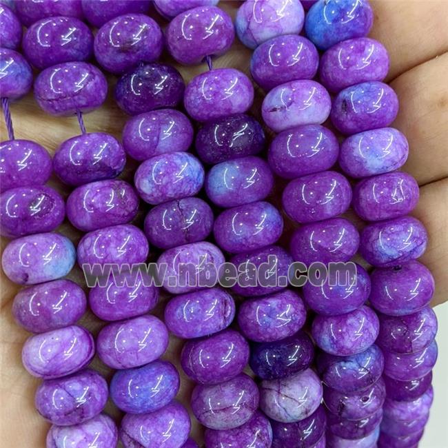 Purple Dye Jade Beads Smooth Rondelle B-Grade