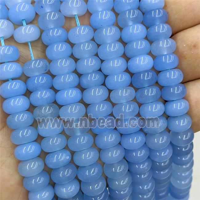 Blue Dye Jade Beads Smooth Rondelle