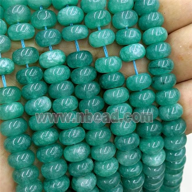 Green Dye Jade Beads Smooth Rondelle