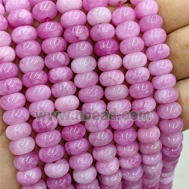 Pink Dye Jade Beads Smooth Rondelle