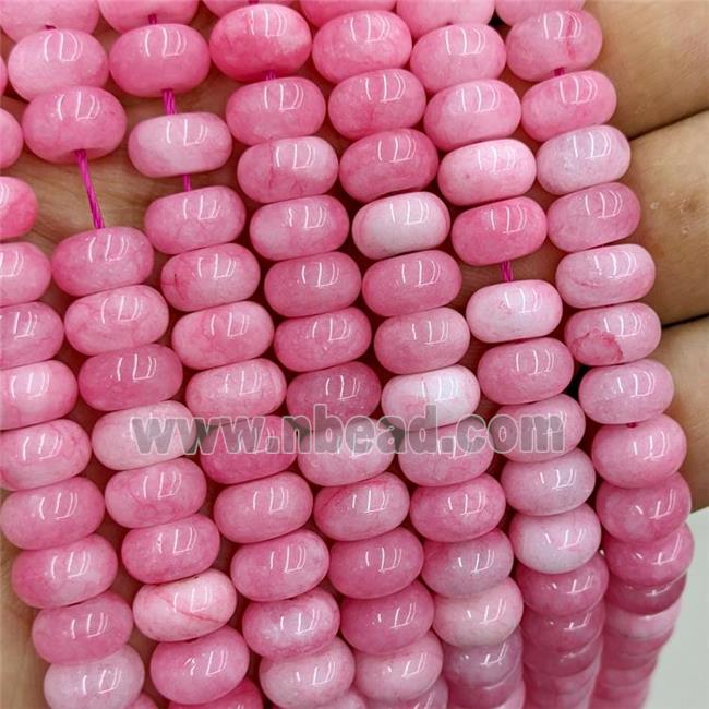 Pink Dye Jade Beads Smooth Rondelle