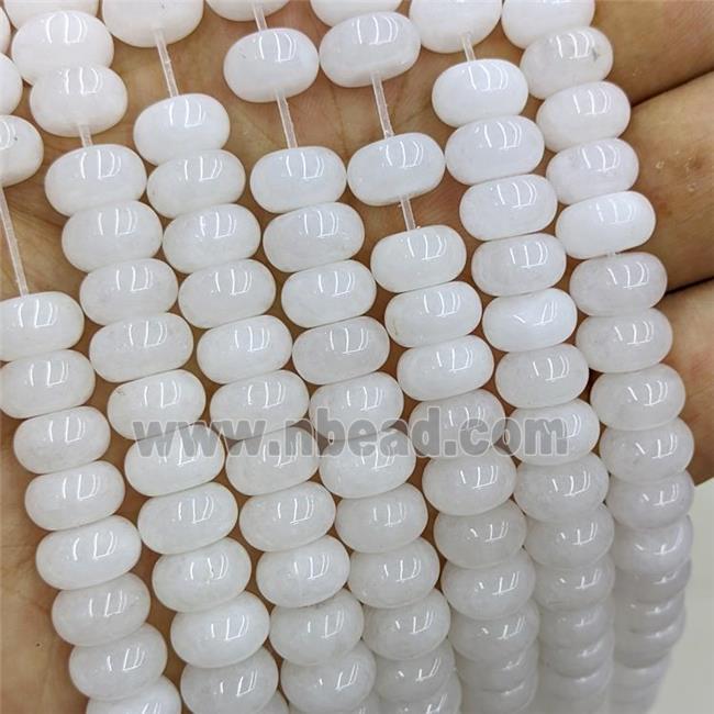 Jade Beads Smooth Rondelle White Dye