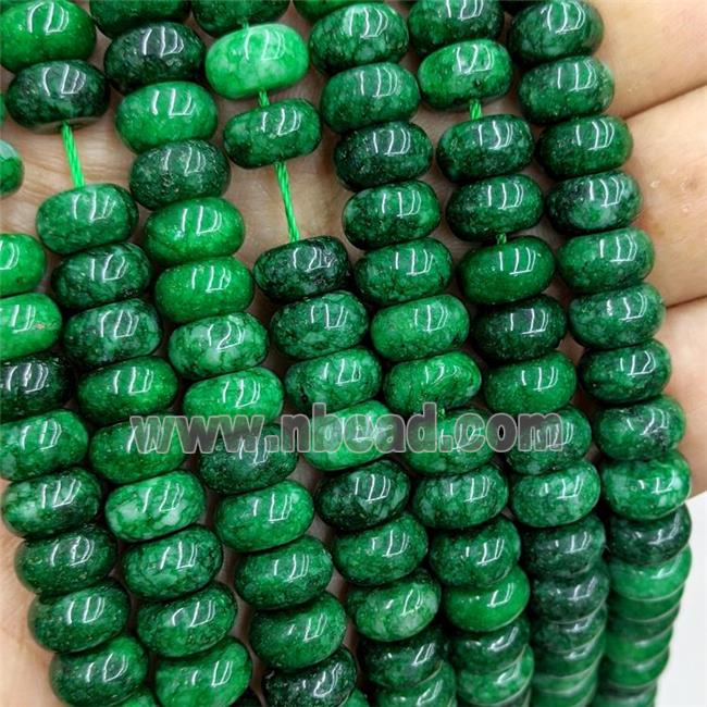 Jade Beads Smooth Rondelle Green Dye