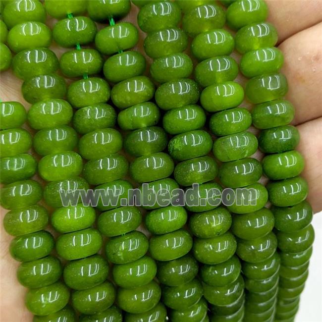 Jade Beads Smooth Rondelle Green Dye