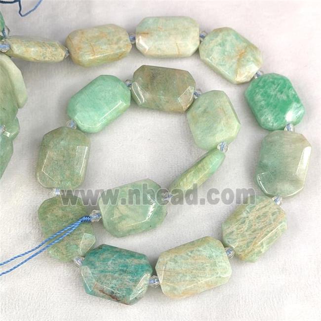 Natural Green Amazonite Beads Faceted Rectangle