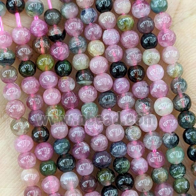 Natural Tourmaline Beads Multicolor Tiny Smooth Round