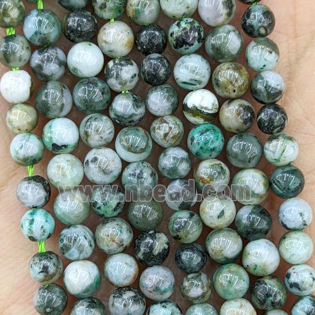 Natural Tree Agate Beads Green Smooth Round