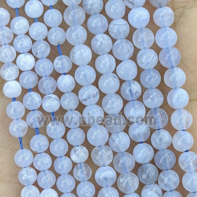 Natural Blue Lace Agate Beads Smooth Round Tiny