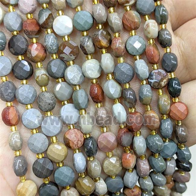 Natural Ocean Jasper Beads Faceted Coin