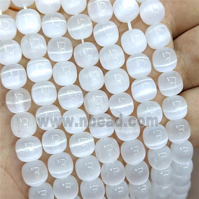 Natural Selenite Barrel Beads White Dye