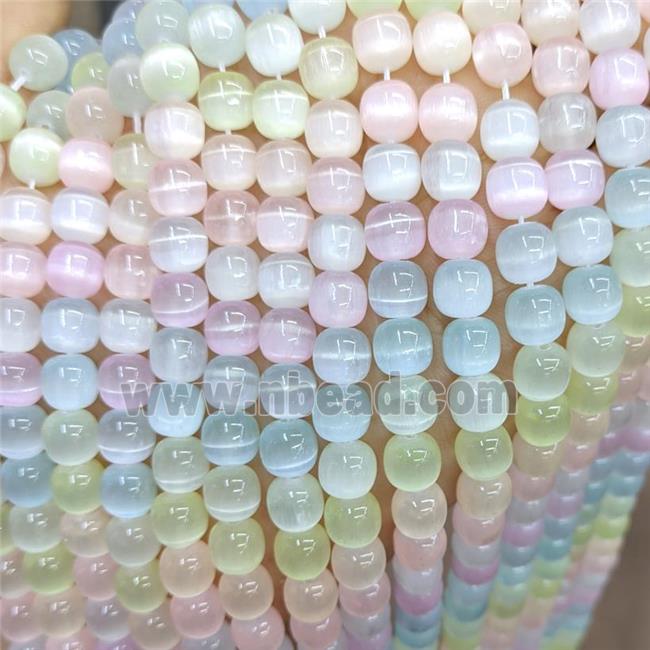 Natural Selenite Barrel Beads Dye Multicolor