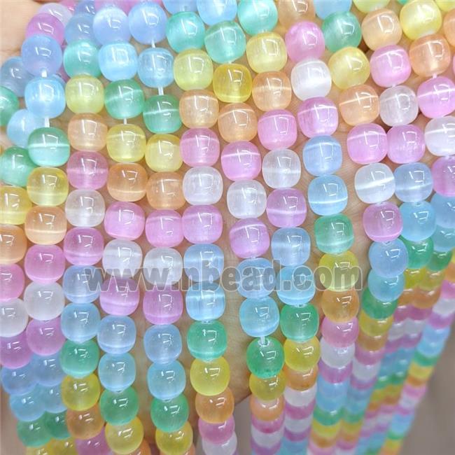 Natural Selenite Barrel Beads Dye Multicolor