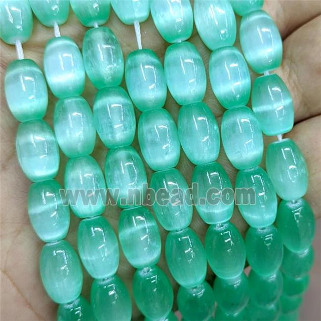 Natural Selenite Rice Beads Green Dye