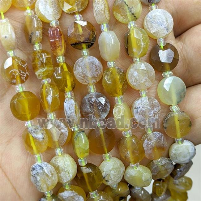 Yellow Opal Beads Faceted Coin