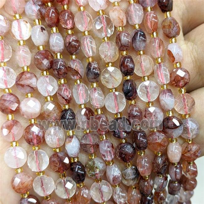 Natural Red Hematoid Quartz Beads Faceted Coin