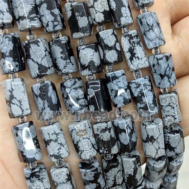 Natural Black Snowflake Tube Beads