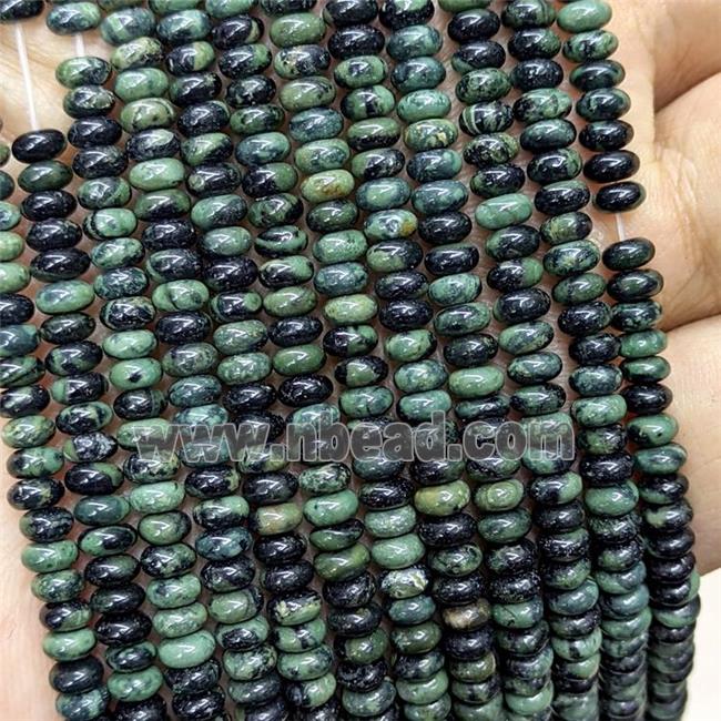 Natural Green Kambaba Jasper Beads Smooth Rondelle