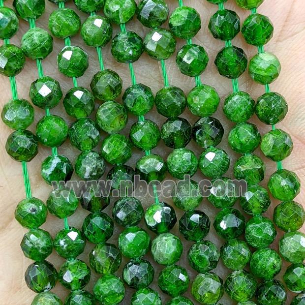 Natural Green Diopside Beads Faceted Round B-Grade