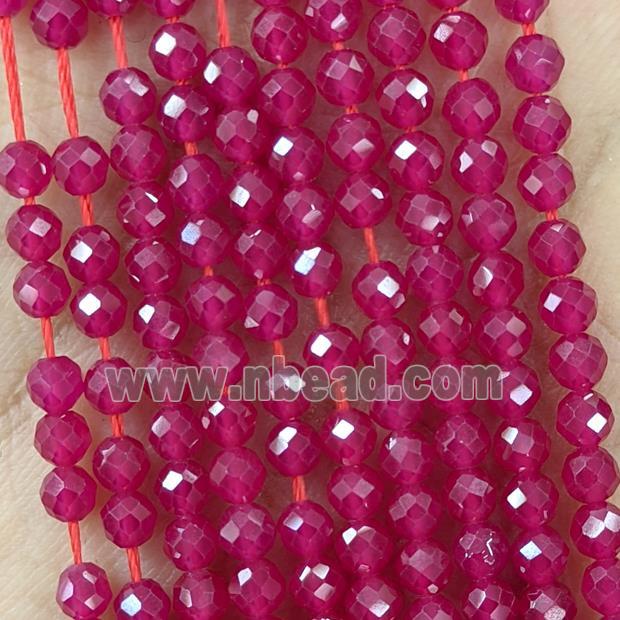 Natural Corundum Beads Red Dye Faceted Round