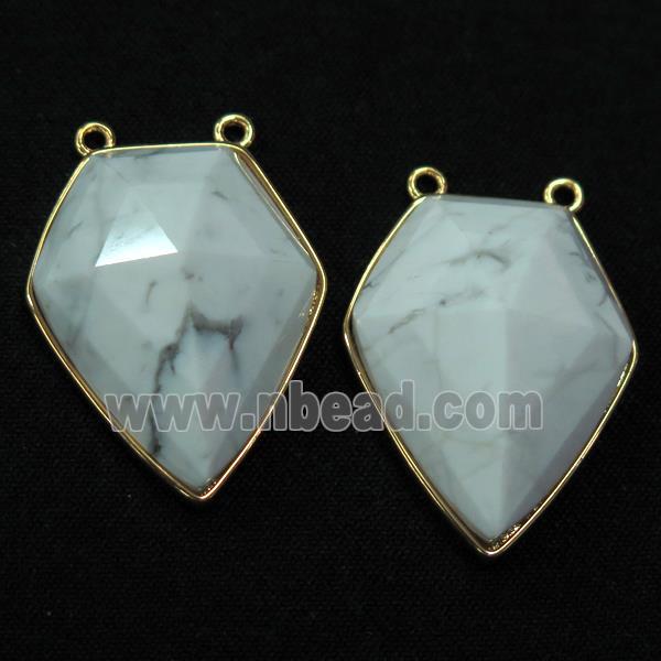 white Howlite Turquoise arrowhead pendants, gold plated
