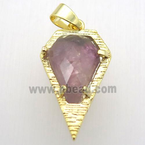 lt.purple amethyst teardrop pendant, gold plated