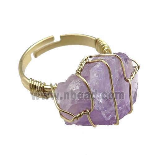 amethyst Rings, adjustable, wier wrapped