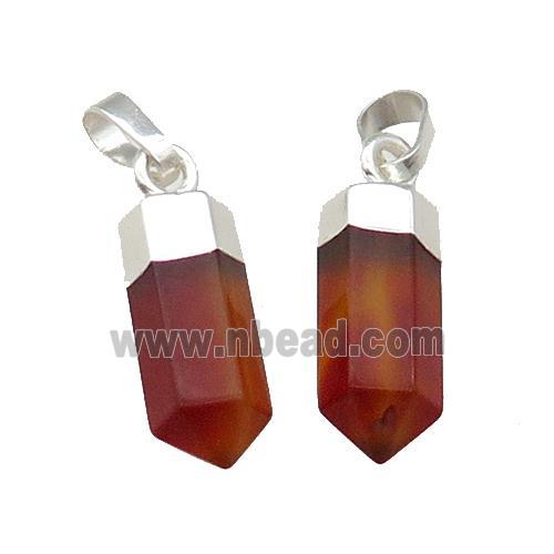 Red Carnelian Bullet Pendant Silver Plated