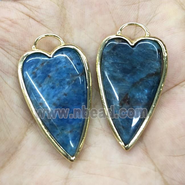 Natural Apatite Arrowhead Pendant Blue Heart Gold Plated