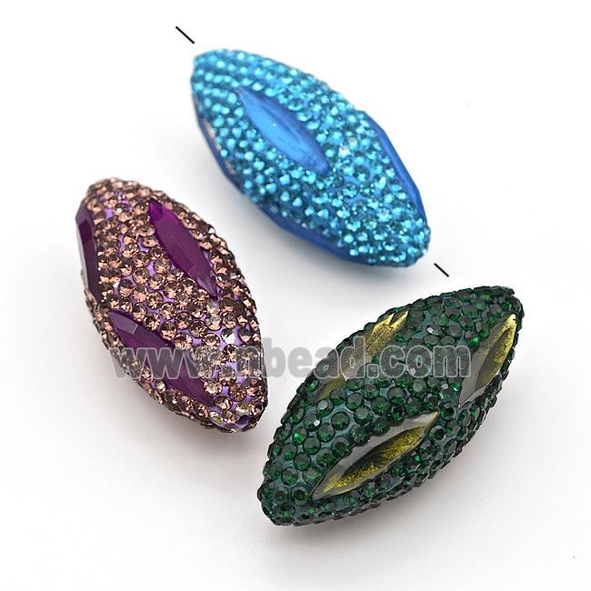 Clay Rice Beads Pave Rhinestone Crystal Glass Mixed