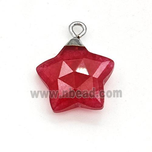 Natural Jade Star Pendant Red Dye