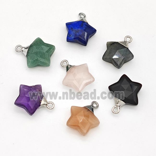 Natural Gemstone Star Pendant Mixed